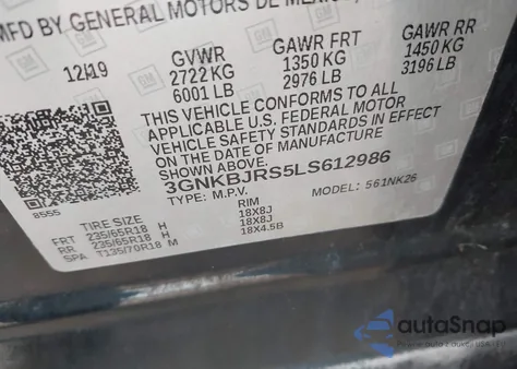 2020 Chevrolet Blazer Awd 3Lt from USA, damaged, VIN 3GNKBJRS5LS612986